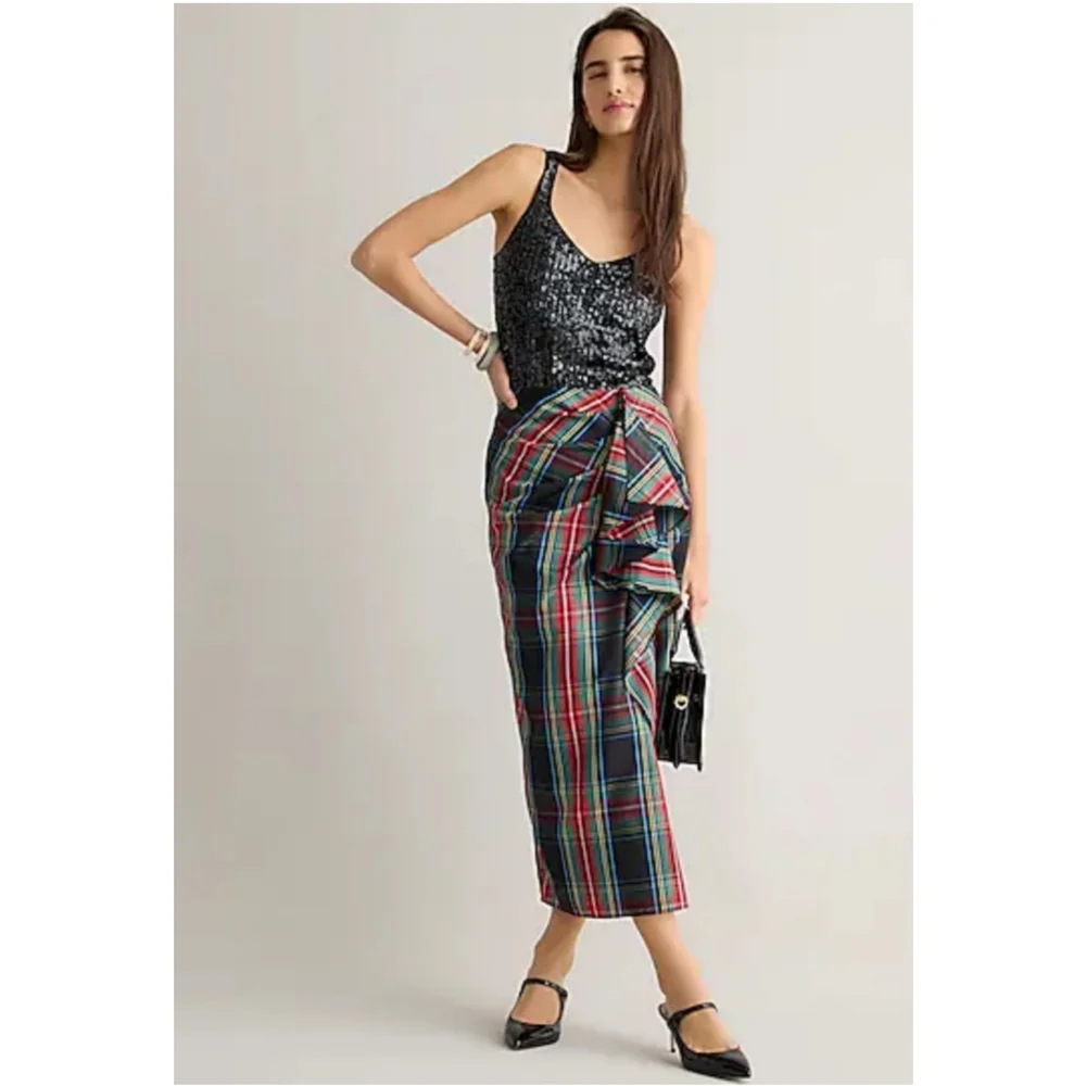 21. J.Crew Long ruffle skirt in Stewart tartan